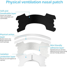 Kit nasal de respiración: Aumenta la ingesta de oxígeno, reduce el ronquido, mejora la calidad del sueño. Tiras nasales resistentes al sudor y seguras para la piel, 10,30,60 e1 00 pcs