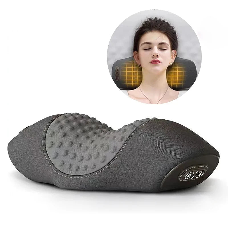 Rechargeable Neck Massage Pillow 3 Modes Heated Vibrating Pillow Orthopedic Neck Stretcher Cervical Traction Relaxation Massager